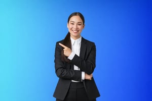 Donna sorridente con blazer nero