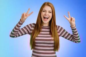 Giovane donna con segno di pace